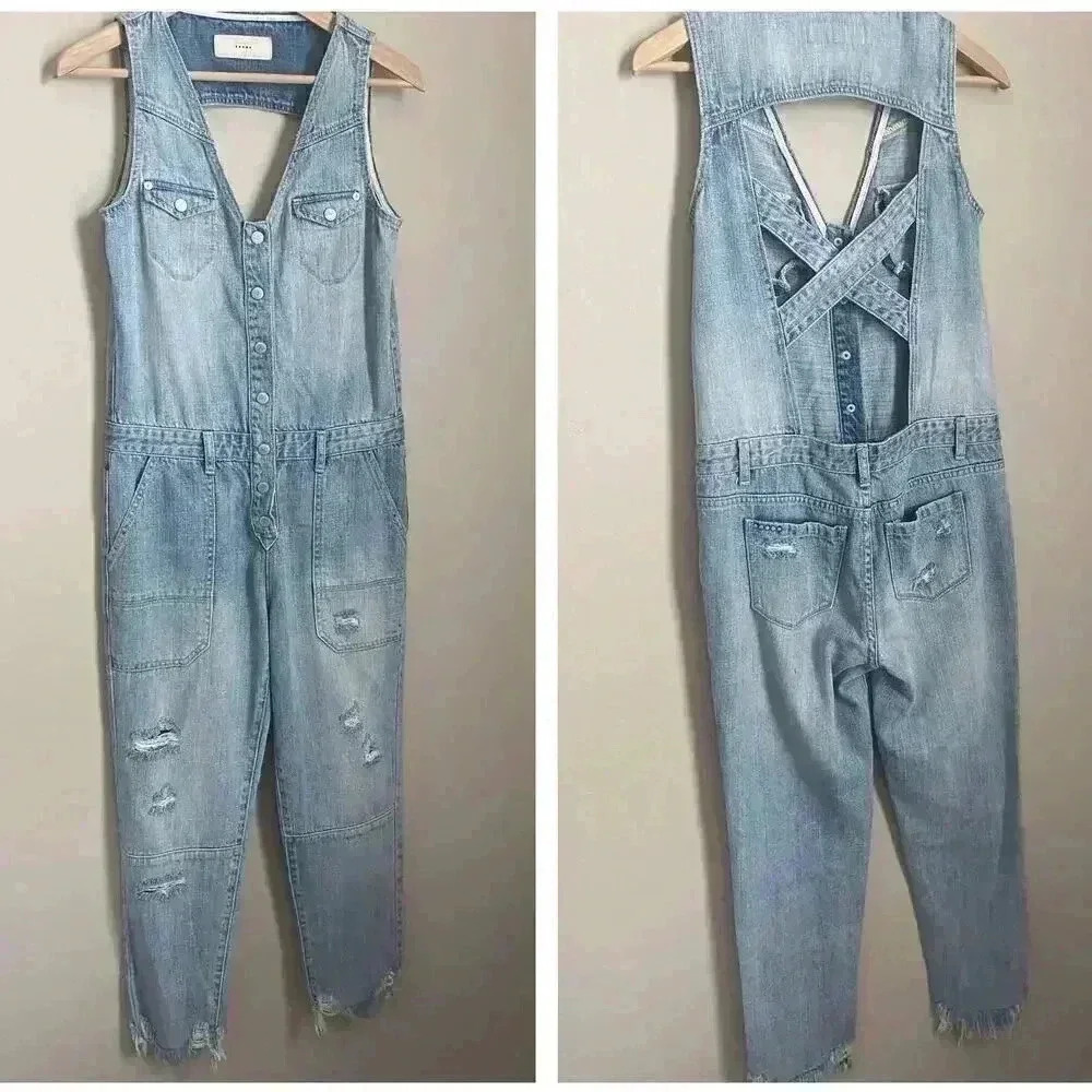 BLANKNYC‎ Distressed Overalls Blue Size Small
